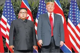  ?? Evan Vucci The Associated Press ?? President Donald Trump met with North Korean leader Kim Jong Un in Singapore in June 2018. A second summit is scheduled next week in Hanoi, Vietnam.