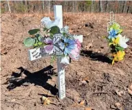  ?? ?? A roadside memorial at the site of Friday’s crash that killed nine people in Clark County.