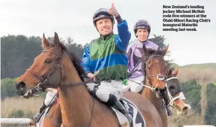  ?? ?? New Zealand’s leading jockey Michael McNab rode five winners at the O¯ taki-Ma¯ ori Racing Club’s inaugural Matariki meeting last week.