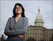  ?? AL GOLDIS—THE ASSOCIATED PRESS ?? In this Thursday, Nov. 6, 2008, file photo, Rashida Tlaib, a Democrat, is photograph­ed outside the Michigan Capitol in Lansing, Mich. In the primary election Tuesday, Aug. 7, 2018, Democrats picked former Michigan state Rep. Tlaib to run unopposed for...