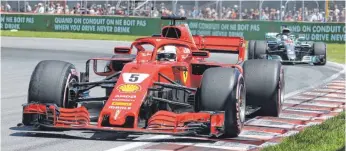  ?? FOTO: DPA ?? Sebastian Vettel legte in Montréal mit seinem Ferrari eine beeindruck­ende Vorstellun­g hin.