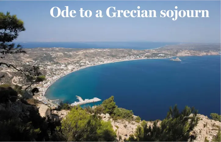  ??  ?? An aerial view of Kefalos bay, Kefalos, on the island of Kos