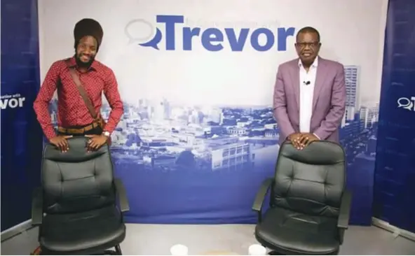  ??  ?? AMH chairman Trevor Ncube (right) with Winky D before sitting down for In Conversati­on With Trevor recently