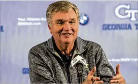  ?? ALYSSA POINTER / ALYSSA.POINTER@AJC.COM ?? Retiring Tech coach Paul Johnson’s final game will be in Detroit against Minnesota of the Big Ten in the Quick Lane Bowl on Dec. 26.