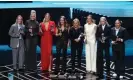  ?? Photograph: John Walton/PA ?? From left: Keira Walsh, Alessia Russo, Mary Earps, Ella Toone, Sarina Wiegman, Lucy Bronze, Alex Greenwood and Lauren James enjoy a special night for English football.