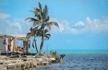  ??  ?? THE SEA BREEZE trailer park, where Costello lived, is left in ruins. Federal authoritie­s estimate that Hurricane Irma damaged or destroyed 85% of the homes in the Keys. Many of the islands remain inaccessib­le.