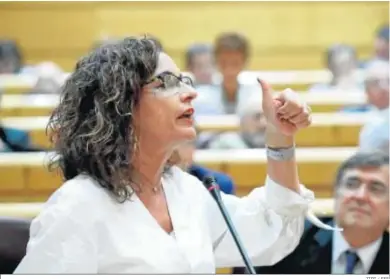  ?? ZIPI / EFE ?? María Jesús Montero, ayer, durante su comparecen­cia en el Senado.