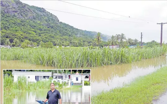  ?? Picture: BALJEET SINGH ?? A flooded cane farm at the Barara Flats in Lautoka.