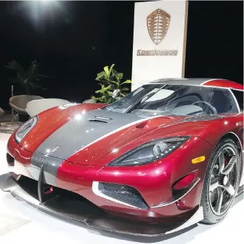  ?? JACK BOLAND ?? There will be two Koenigsegg Agera RS supercars at the show. The $2.5-million vehicle is the fastest car in the world, clocked recently at 457.94 kilometres an hour.