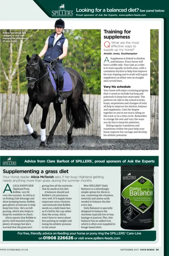  ??  ?? Riding transition­s and changes of rein can improve the athleticis­m of your horse ®