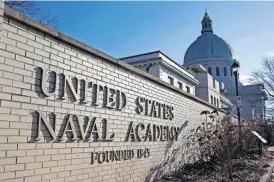  ?? [AP FILE PHOTO] ?? In this Jan. 9, 2014, photo, an entrance to the U.S. Naval Academy campus is shown in Annapolis, Md.