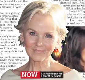  ??  ?? Skin regime gave her a glow at TV awards SMOOTHY