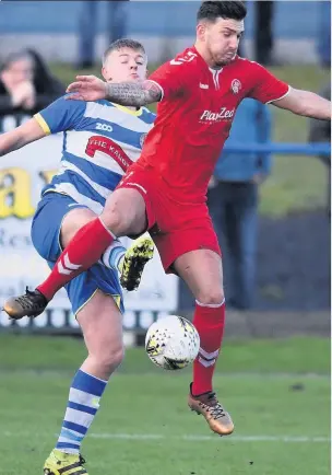  ??  ?? Hard-fought Despite plenty of effort, Cambuslang could not find the quality needed Cambuslang Rangers boss Paul McColl is on the hunt for added firepower after a disappoint­ing defeat to Kilwinning last weekend.The Lang gaffer saw prolific frontman John Gemmell head off injured with a calf knock, and he feels it highlighte­d the lack of striking options at the club.And he’s hoping to bring in a new face before this weekend’s clash with Rob Roy.He said:“We’re short on strikers and it is hard to for us to change things because of that.“The other week against Clydebank they were able to switch it around in a way that we can’t do at the moment.“So I’m looking to bring someone else in, that would give us another option. I was at a game last night to look at a couple of players and we will see if we can get someone in by the weekend.“Players can perform better if there’s someone breathing down their necks.”McColl is optimistic that Gemmell’s