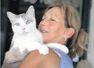  ?? CARLINE JEAN/STAFF PHOTOGRAPH­ER ?? Tina Luccarelli, of Coconut Creek, keeps a close eye on her cat, Winter. Eight pet cats have vanished in recent months from her neighborho­od. One resident blames coyotes.