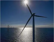  ?? Eric Thayer/Bloomberg file photo ?? The Ørsted Block Island Wind Farm is seen off Block Island, R.I. The largest lobbying group for Native American tribes called Thursday for a moratorium on offshore wind projects.