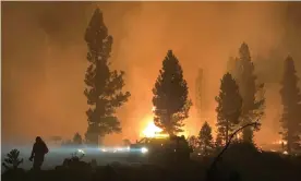  ?? Photograph: US Forest Service/AFP/Getty Images ?? Firefighte­rs tackle the Bootleg fire, near Klamath Falls, Oregon on 17 July. Scientists say the world has yet to see the worst impacts possible from global heating.