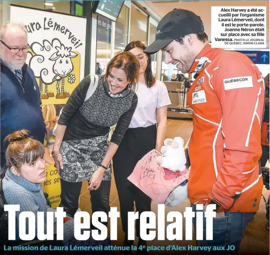  ?? PHOTO LE JOURNAL DE QUÉBEC, SIMON CLARK ?? Alex Harvey a été accueilli par l’organisme Laura Lémerveil, dont il est le porte-parole. Joanne Néron était sur place avec sa fille Vanessa.