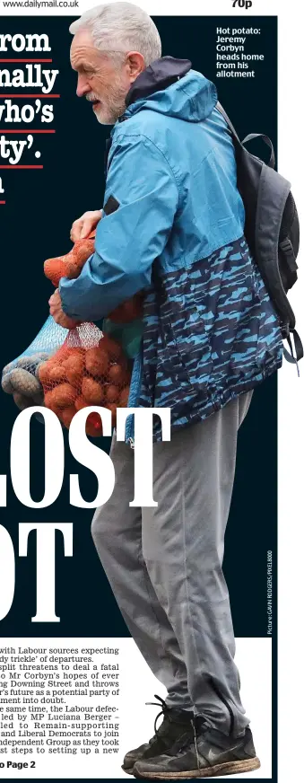  ??  ?? Hot potato: Jeremy Corbyn heads home from his allotment