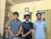  ?? HT PHOTO ?? The three friends of accused Muskan after their arrest by the Uttar Pradesh Special task Force on Saturday.