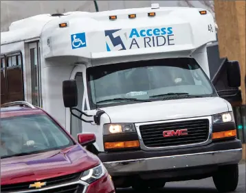  ?? Herald photo by Ian Martens ?? The City's KPMG operationa­l report suggests Access-A-Ride is over-subscribed compared to other similar sized cities who offer both regular accessible transit on city buses and the additional handi-bus service. @IMartensHe­rald