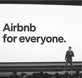  ?? ERIC RISBERG/AP ?? Booking platforms such as Airbnb operate like bulletin boards. They post available rentals and facilitate arrangemen­ts, but they are not principals in the rental transactio­ns.