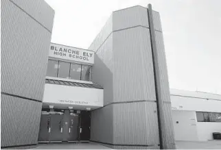  ?? STAFF FILE PHOTO ?? At Blanche Ely High in Pompano Beach, the cost of building upgrades has gone up from $14.8 million to $22.1 million, a nearly 50 percent increase.