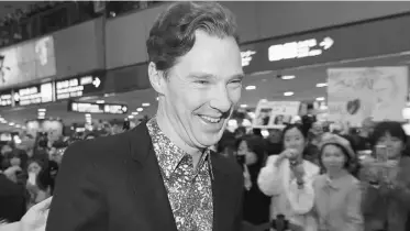  ?? Shizuo Kambayashi/ap ?? Actor Benedict Cumberbatc­h is all smiles as he promotes his latest film, Star Trek Into Darkness.