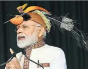  ?? PTI ?? Prime Minister Narendra Modi addresses a gathering in Itanagar on Saturday.