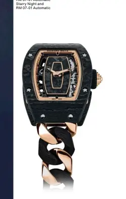  ??  ?? From left: Richard Mille’s latest masterpiec­es are the RM 07-01 Automatic Starry Night and RM 07-01 Automatic