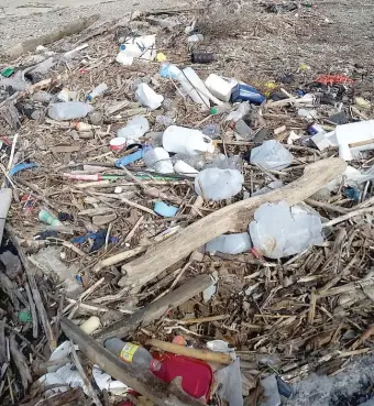  ?? ALLIANCE FOR THE GREAT LAKES PHOTO ?? Discarded plastic found on a Great Lakes beach.