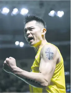  ??  ?? This file photo taken on November 6, 2019 shows Lin Dan of China reacting during his men's singles first round match against compatriot Chen Long at the Fuzhou China Open badminton tournament in Fuzhou in China's eastern Fujian province. - AFP photo
