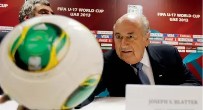  ??  ?? Fifa president Sepp Blatter attends a Press conference in Abu Dhabi on Friday.