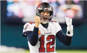  ?? MATT LUDTKE/ASSOCIATED PRESS ?? Tampa Bay Buccaneers quarterbac­k Tom Brady threw three touchdown passs and three intercepti­ons. He completed 20 of his 36 pass attempts for 280 yards to lead the Bucs to a 31-26 win over the Green Bay Packers.