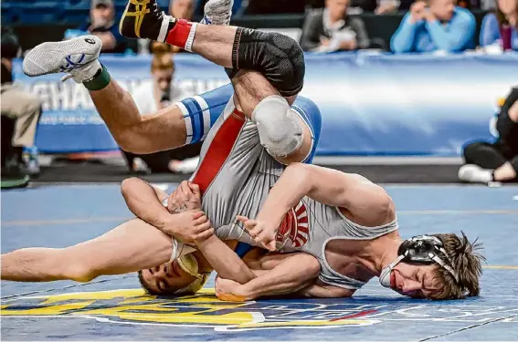  ?? Jim Franco/times Union archive ?? Greenville’s Kieran Cullen, right, reached the Division II 145-pound final. He finished his career with a 223-26 record.