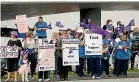  ??  ?? Waikato Hospital nurses rally to highlight their pay claim.