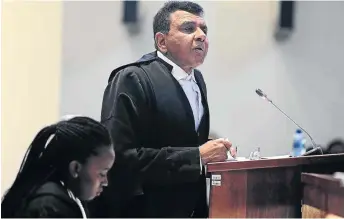  ?? /THULANI MBELE ?? Nazeer Cassim SC representi­ng Sassa before the Constituti­onal Court where he sasked for the CPS contract to be extended for six months.