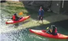  ??  ?? Kayakers in the harbour