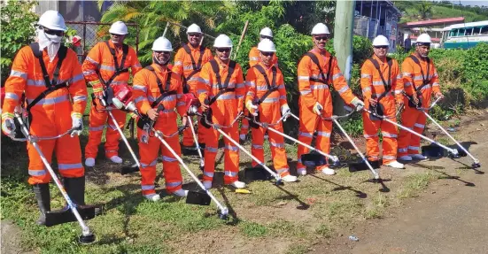  ?? Photo: Rosie Holidays. ?? One of the Rosie roadside maintenanc­e clearing crews in full gear and ready to commence with their contract work in Rakiraki.