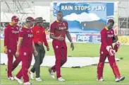  ?? AP ?? MS Dhoni was unhappy about the second T20 being called off due to a wet outfield at the Central Broward Regional Park in US.