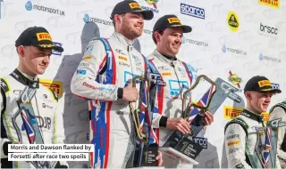  ?? ?? Morris and Dawson flanked by Forsetti after race two spoils