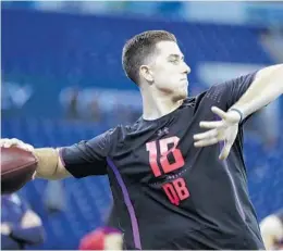  ?? MICHAEL CONROY/AP ?? It is possible that Miami could wait until the third day of the draft for a quarterbac­k like Western Kentucky’s Mike White, above, or or Washington State’s Luke Falk.