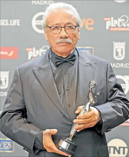  ?? GENTILEZA FURGANG ?? SUEñO. Para Edward Olmos que le entregaran el Premio Platino de honor en Madrid lo conmovió.