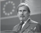  ??  ?? Komisioner­i për Zgjerimin e BE, Johannes Hahn