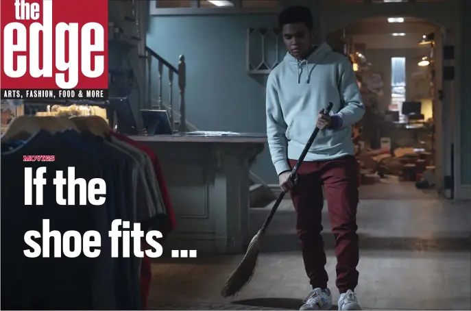  ?? DISNEY+ ?? BOTTOM RUNG: El (Chosen Jacobs) sweeps the floor at the store once owned by his late mother in ‘Sneakerell­a.’