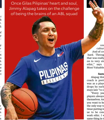  ?? —PHOTOS BY JAM STA. ROSA ?? The PBA’s all-time leader in three-point shots made hopes to carve out a new career with Tanduay Alab Pilipinas.