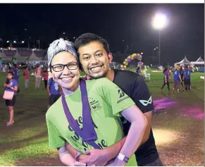  ??  ?? Last year, the couple took part in the Relay For Life run to raise awareness about cancer, and celebrate patients and survivors. This year, they’ll be there to celebrate caregivers like Fareez.