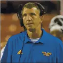  ?? EUGENE TANNER – THE ASSOCIATED PRESS ?? Brent Brennan of unbeaten San Jose State is considered a potential candidate to fill the head coaching vacancy at Arizona.