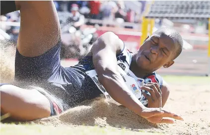  ?? Picture: Gallo Images ?? GOLDEN MOMENT. Luvo Manyonga broke the SA men’s long jump record at the ASA Senior Championsh­ips this weekend.