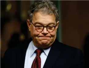  ?? Monsivais, AP) (Photo by Pablo Martinez ?? In this July 12, 2017 file photo, Senate Judiciary Committee member Sen. Al Franken, D-Minn. arrives on Capitol Hill in Washington. Franken apologized Thursday after a Los Angeles radio anchor accused him of forcibly kissing her during a 2006 USO tour and of posing for a photo with his hands on her breasts as she slept.