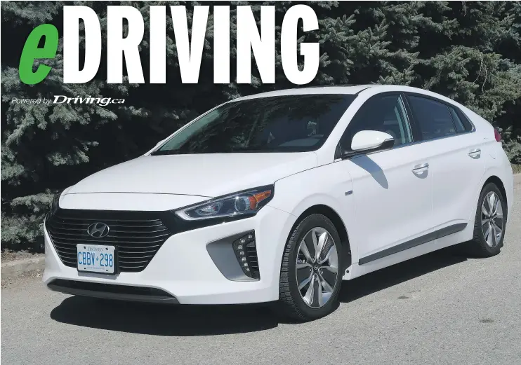  ?? JIL McINTOSH, DRIVING ?? Along with a low base price, Hyundai’s Ioniq Hybrid arguably has a better-looking front end than its angry-faced Prius rival. It’s also less expensive.